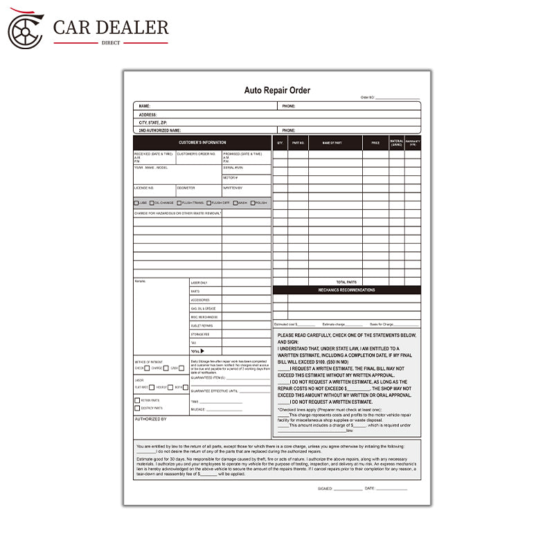 Automotive Work Order